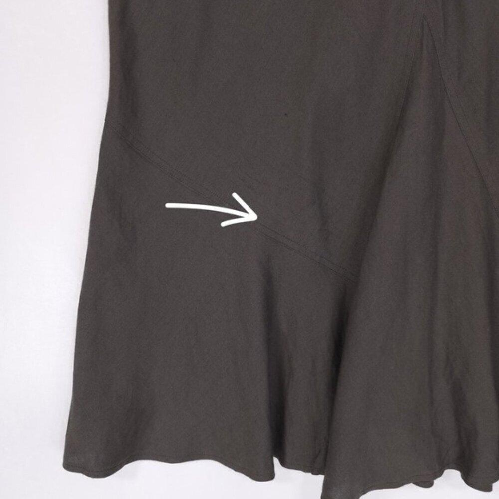 SANDRO Sportswear Women's Size 14 Olive Brown Skirt Flared LINEN Blend‎ Midi - Picture 8 of 10